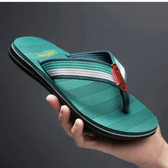 Men's EVA Summer Fashion Outdoor Casual Non-Slip Flat Beach Flip-Flops Green 8.5 - Picture 3 of 3